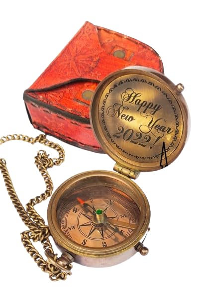 Brújula personalizada de trabajo en latón grabada para Año Nuevo, regalo para padrinos, brújula personalizada miniatura 1