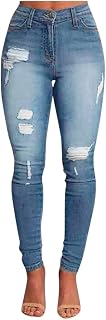TIMEMEAN Jean Leggings for Women Ripped Skinny Distressed Fashion Oversized Denim Long Pants with Pockets with Pockets