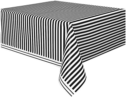 Stripes Rectangular Plastic Table Cover - 54" x 108", Midnight Black, 1 Pc image 3