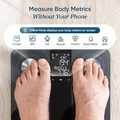 Etekcity Upgraded Smart Scale for Body Weight, FSA&HSA Eligible, Bathroom Digital Scale with BMI, Body Fat, Muscle Mass, 13 Metrics with a Large Display, Support Offline Mode and Apps Connection — view 7