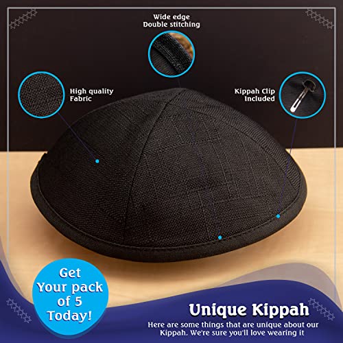 Image of Pack of 5-Pcs - Hq Satin /Linen /Velvet /Raw Silk /Suede Kippah for Men, Yamaka Hat Designed in Israel - Kippot Bulk