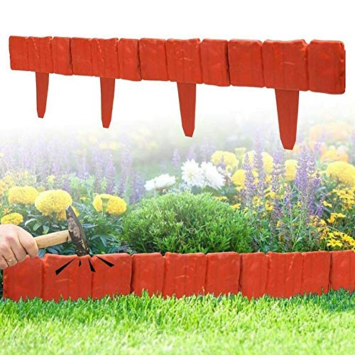 Hevirgo 20Pcs Garden Edging Fence, Plant Edging Border, Landscape Palisades Barriers, Imitation Stone Lawn Grass Edging Garden Plant Flower Bed Border Fence For Patio Yard Pathway Balcony Orange #TOP1