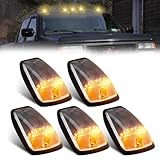 OFFKAT LED Cab Roof Marker Lights Top Clearance Running Lights for 1988-2002 Chevy/GMC C/K 1500 2500 3500 5500 Pickup Trucks, Clear Lens Amber LED Cab Marker Lamps, 5 PCS