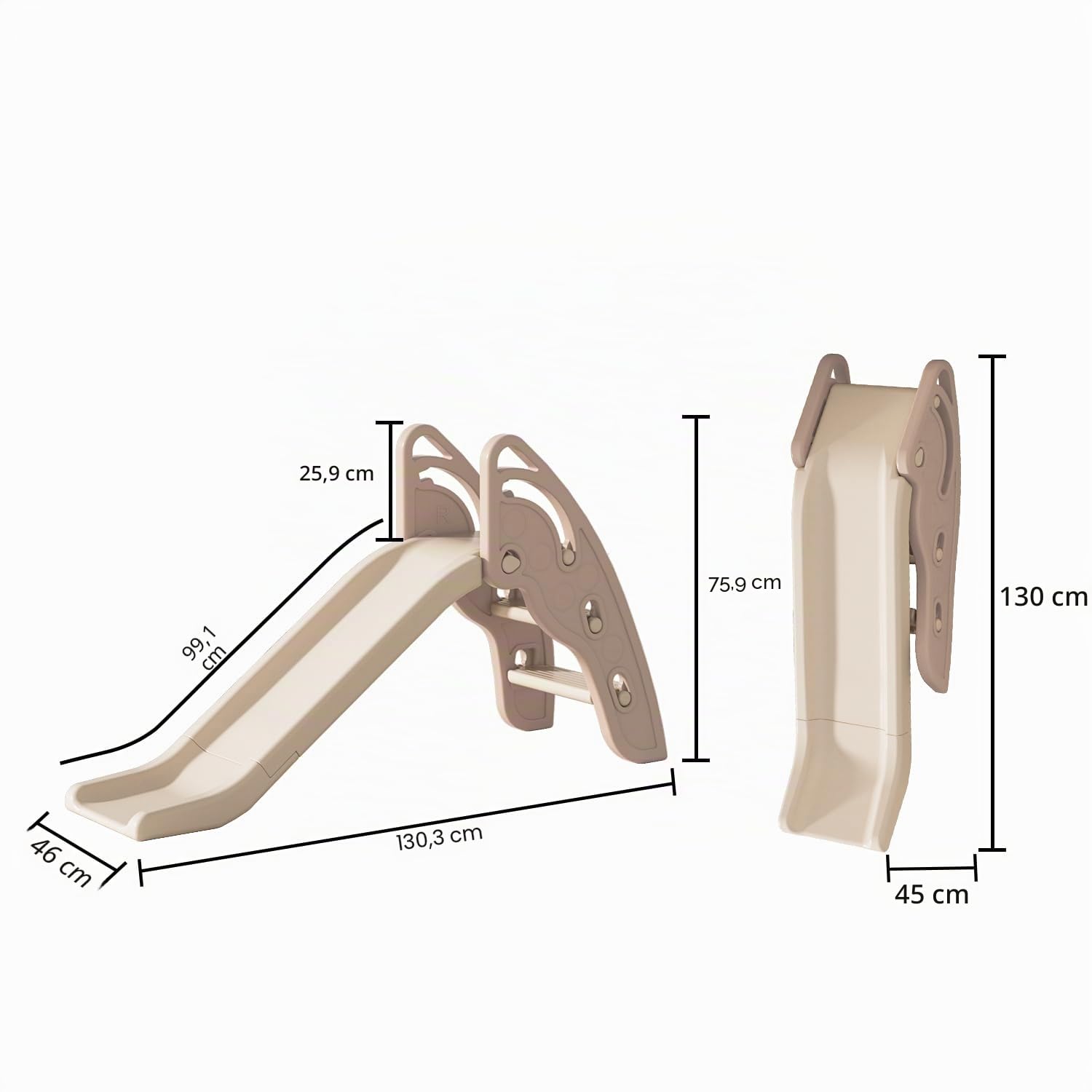 Gupamiga Toboggan Exterieur pour Enfants avec Poignées, Pente de Toboggan Extra Longue et Escaliers Antidérapants, Haute Résistance, Assemblage Facile et Pliable (Brun)