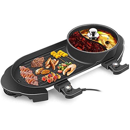 Barbecue Grill Multi-Function Electric Barbecue Oven and Hot Pot with 5 Adjustable Electric Power Ideal for 2-5 Person Weekend Family Friend Party