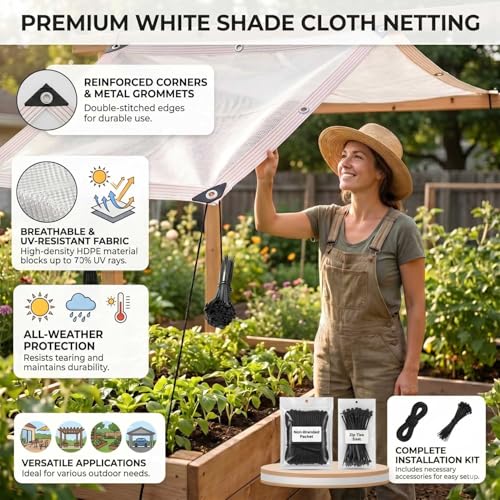 Protección Solar Exterior con Toldo Vela Blanco de Malla Fina 4