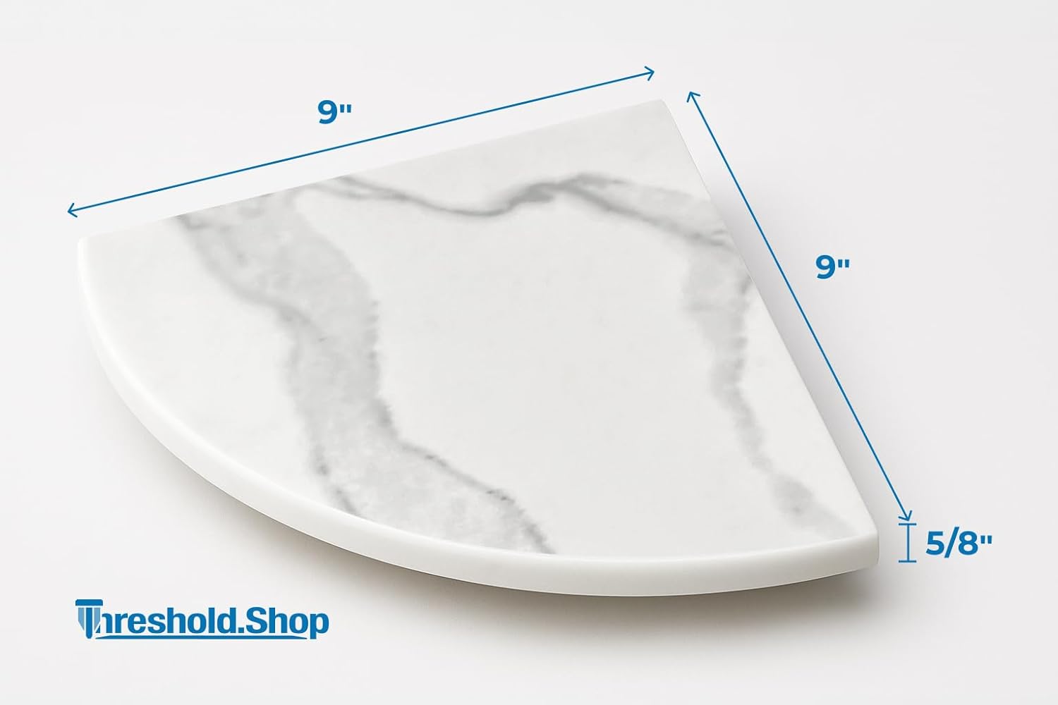 9 Inch Calacatta Corner Shower Shelf Bathroom Caddy, Wall Mounted Shower Shelf, Classic Flatback Design (2)