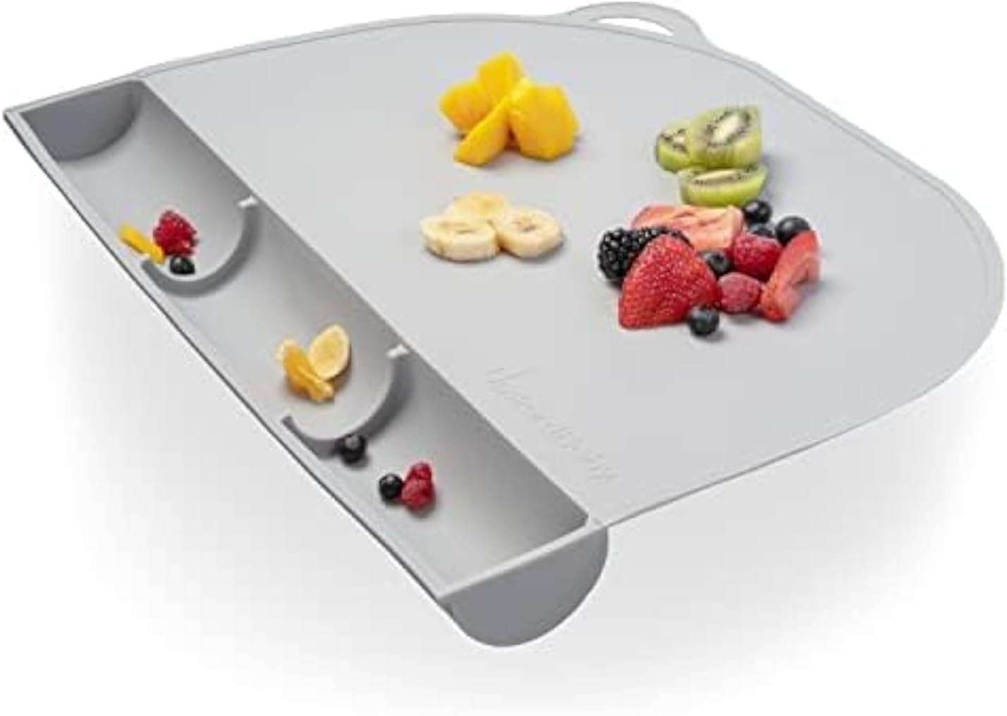 UpwardBaby Silicone Placemats for Toddlers - Gray, Food-Catching Rectangular - Non-Slip Suction Baby Eating Mat & Feeding Placemat, BPA-Free Dishwasher Safe Food-Catching - Gray