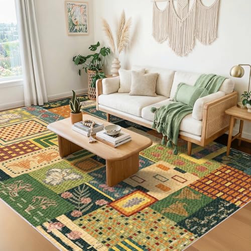 Tapete geométrico patchwork 5x7 ft lavable antideslizante miniatura 6