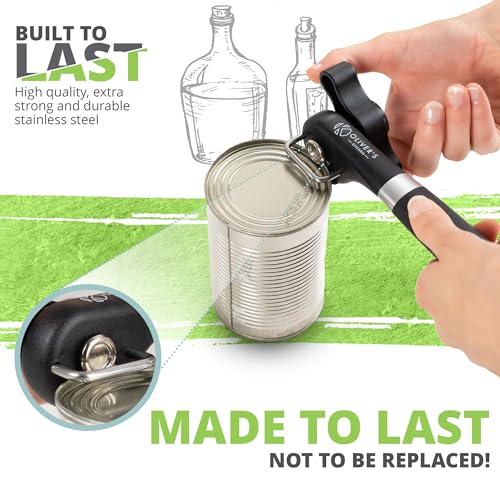 Oliver's Kitchen ® Premium Safety Can Opener - Open Tins and Cans with Ease - Safety First Leaving a Smooth Edge - Comfortable Grip Handle - Image 3