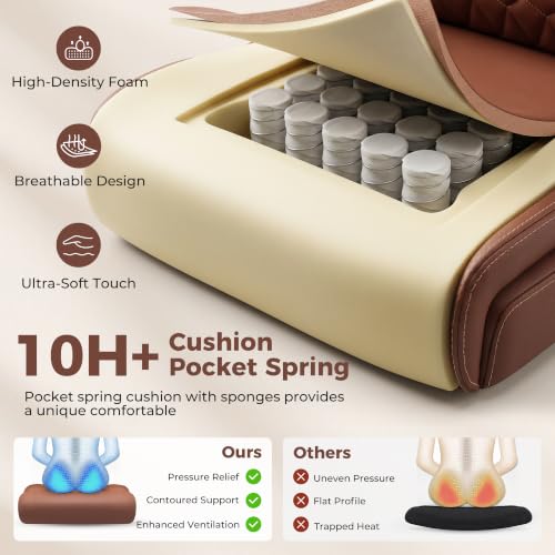 Image of Ergonomic Office Chair with Lumbar Support, Brown | Executive Leather Computer Desk Chair with Flip Up Arm & Rocking Function, High Back Comfortable Gaming Chair for Home Office