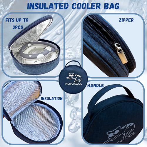 2 Pack Neck Cooling Tube with Insulated Bag - Reusable Ice Ring Neck Cooler Indoor Outdoor - Wearable Cooling Wrap - Relief for Summer and Hot Flashes - Ice Ring Freezes Under 64℉(Cat+Dog)