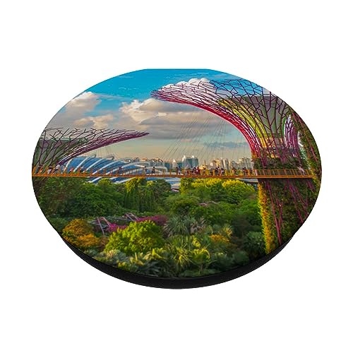 Singapore Travel Art - Singapore Souvenir Asia - Singaporean PopSockets Swappable PopGrip, Black - Image 2