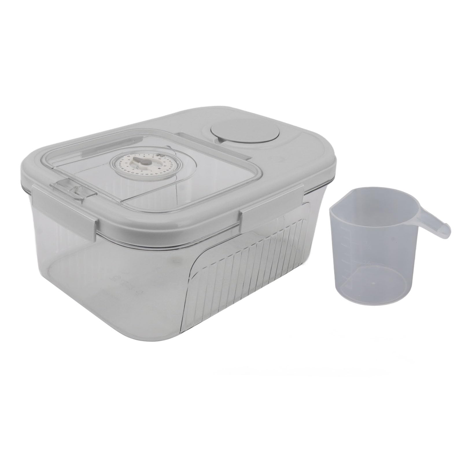 Organisateur de Stockage de Céréales, 10Kg Boîte de Conteneur en PP, Bac de Seau Distributeur à Riz Domestique, Pot à Grains Réservoir Distributeur pour la Cuisine à Domicile, Aliments Secs (Blanc)