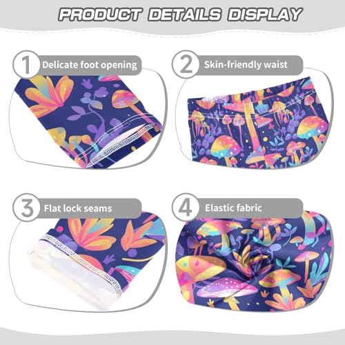 Trippy Mushrooms Rainbow Kids Girl's Athletic Leggings Fashion High Waisted Athleisure Pants Exercise3