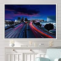 Framed Canvas Wall Art Light Exposure Colorful Industrial Lights Multicolor Neon Photography Places Portrait Realism - 16x24 inches