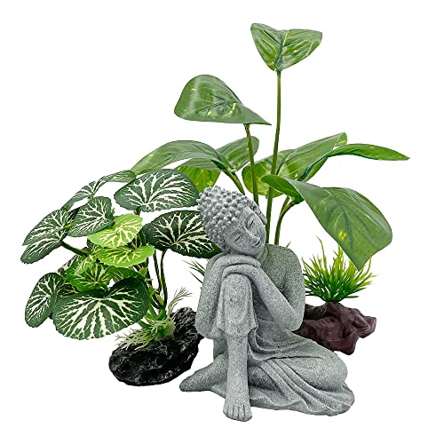 Fish Tank Decorations Aquarium Decoration Small Ornaments Accessories Betta Fish Rest Leaf Buddha (Type-B-Set-Buddha) #TOP4