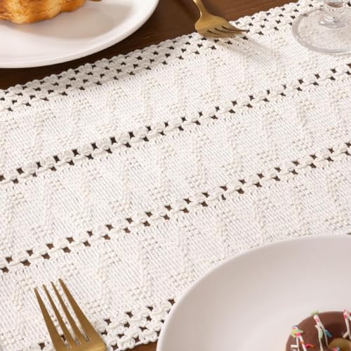 Chemin de table en macramé pour decoration de table de mariage chic