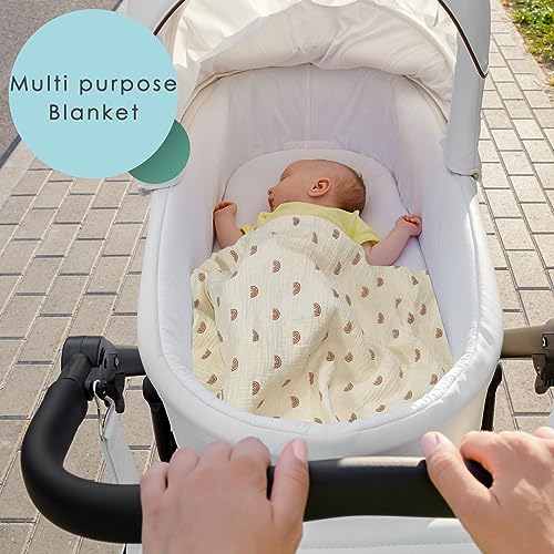 Image of Organic Cotton Muslin Baby Car Seat Cover, Multi Use for Nursing Cover,Breathable Carseat Canopy for Boys Girls (Rainbow)