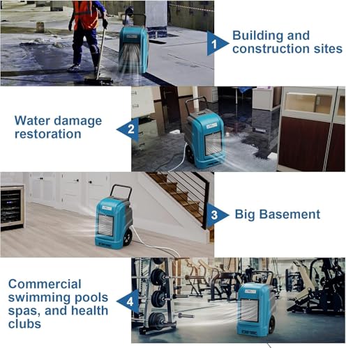 Image of ALORAIR 190 Pints LGR Commercial Dehumidifier with Pump & Drain Hose, Up to 2,600 Sq.Ft, Portable Industrial Dehumidifiers with Handle, Water Damage Restore, Basement, Garage