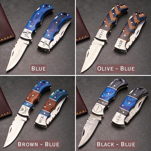 Image of Personalized Pocket Knife - Custom Folding Fish Knives for Camping, Hiking Gift for Dad, Men, Husband, Groomsmen, Anniversary, Birthday, Boyfriend, Retirement, Graduation, Father's Day Gifts for Him
