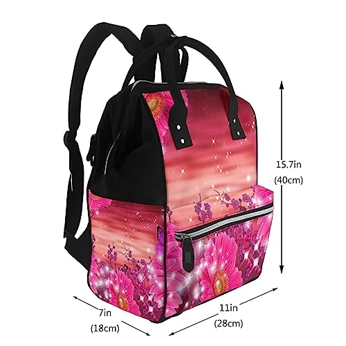 Sac à dos à langer papillon rose et violet noir taille unique - 2
