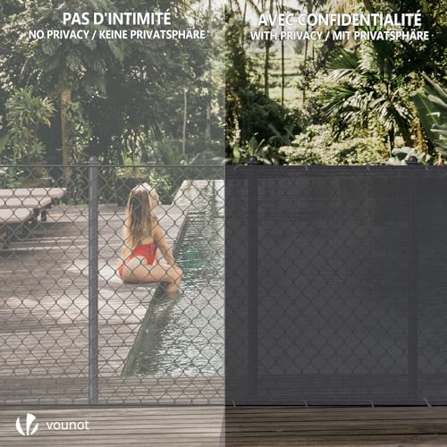 VOUNOT® Zaunblende 1×20m, Sichtschutz Zaun 150 g/m² HDPE Schattiernetz, Windschutz UV-resistent Reißfest, mit Löcher und Kabelbinder, Anthrazit