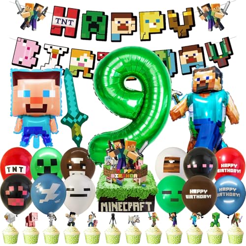 Gsnoniwi Geburtstagsdeko Set Party Dekoration mit Geburtstag Deko Luftballons Banner und Tortendeko Komplettset für Ihre perfekte Themenparty Geburtstags Thema Party