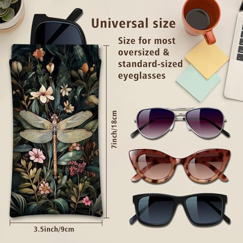 Image of Eyeglasses Sunglasses Case PU Soft Squeeze Top Glasses Pouch for Women Men,Animal Pattern Portable Anti Scratch