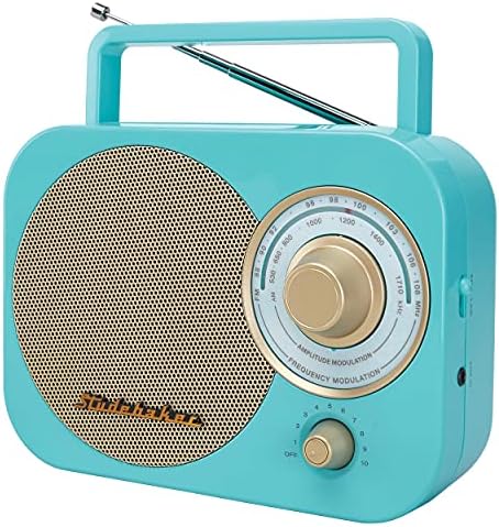 Studebaker SB2000TG Turquoise/Gold Retro Classic Portable AM/FM Radio with Aux Input Limited Edition