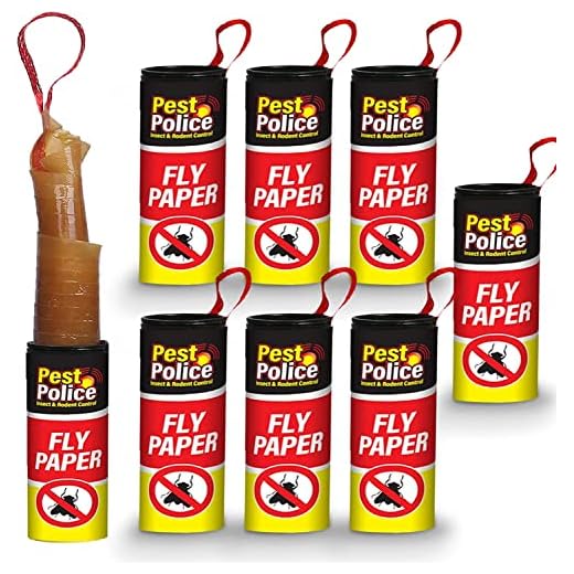 PEST POLICE 1 X 10 Sticky Paper Fly Catchers NO Fumes NO Mess Sticky Tape for CATCHING Them UNWANTED Insects.