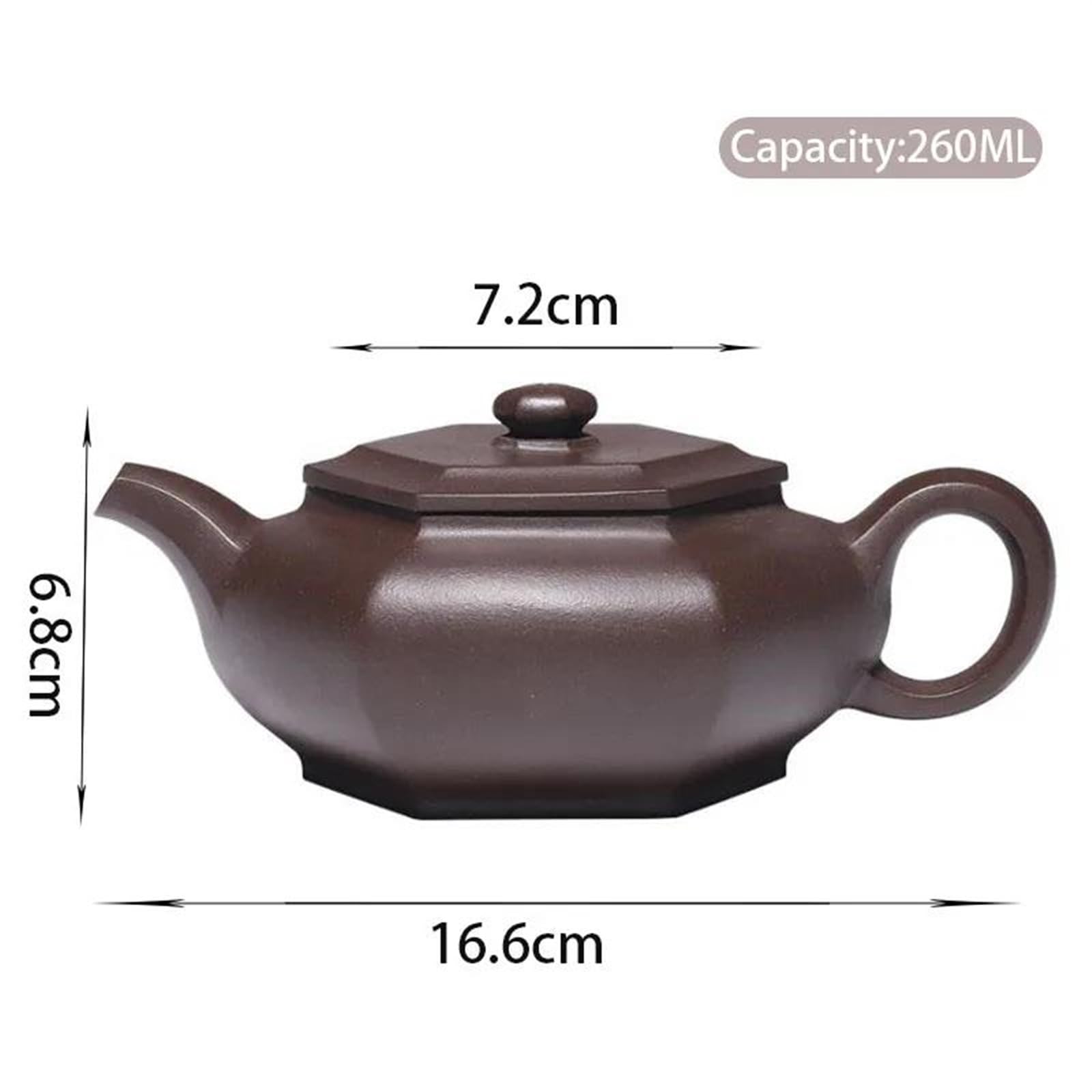 Zestaw do herbaty popołudniowej, chiński zestaw do herbaty Zisha, ręcznie robiony sześciokątny dzbanek, surowa ruda, fioletowy czajnik błotny, 260 ml, zestaw do herbaty z gliny Yixing