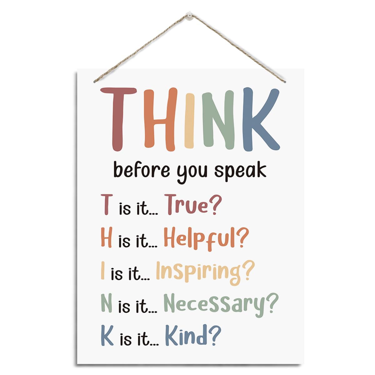 Think Before You Speak Sign, Growth Mindset Sign, Rustic Hanging Wood Plaque Signs, Mental Signs, Wall Decor Art, Classroom Wall Decor, Cubicle Office Decoration, Counseling Office Decorations, Classroom Decoration