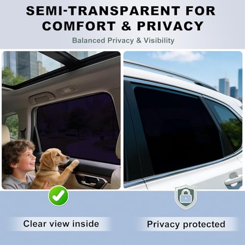 Image of 2017-2022 CRV Rear Window Shades | Static Cling Side Window Sun Shades for Kids & Pets, Semi-Transparent UV Protection Window Covers, Heat Blocking & Privacy, Easy Install, 2PCS