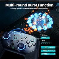 VOYEE Switch Controllers kompatibel mit Switch/Lite/OLED/Windows, 1000mAh Programmierbar RGB Blitz LED, Drahtloser Pro Controller mit Eine Schlüsselpaarung Vibration Aufwachen (Schwarz Blende) – Ansicht 5
