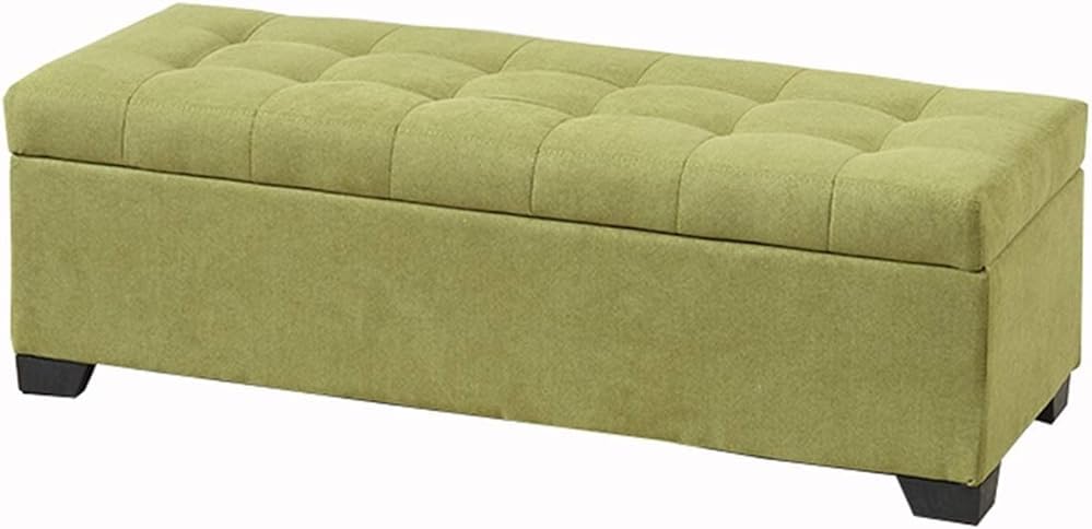 Pouf repose-pieds en lin capitonné et banc à chaussures en bois