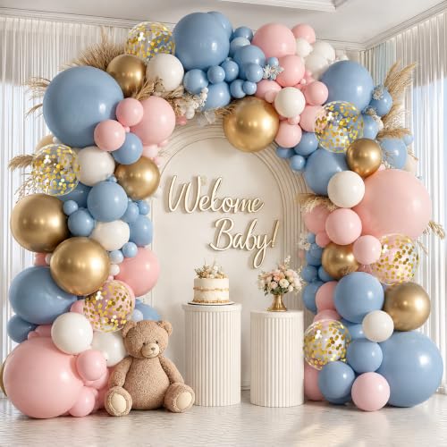 Image of Gender Reveal Pink and Blue Balloon Arch Kit 129 PCs