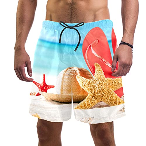 Short de bain pour homme Starfish Beach maillot de plage multicolore taille L avec filet