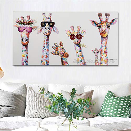 Kit broderie diamant 5d girafe coloree format geant toile complete salon - 2