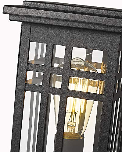 Image of zeyu Exterior Post Light, Outdoor Pole Lantern Pillar Light Fixture with Clear Glass Shade and Black Finish, 20068-P BK