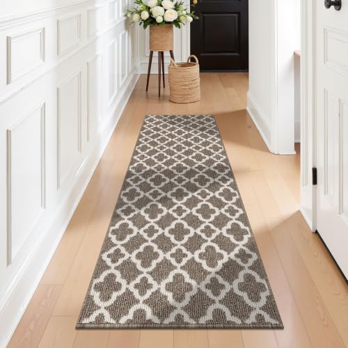 Alfombra antideslizante con respaldo de goma y tejido lavable gris para pasillos y entradas 7