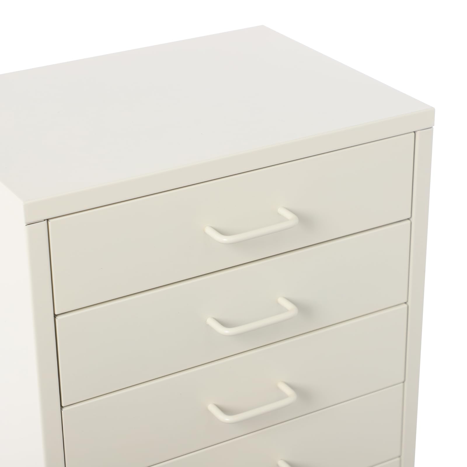 Mobiler Aktenschrank, Rollcontainer mit 7 Schubladen Metall-Nachttisch Schubladenschrank Rollschrank Nachttische Gesamtbelastbarkeit 3-5 kg für Wohnzimmer 35x26x69 cm (Beige)