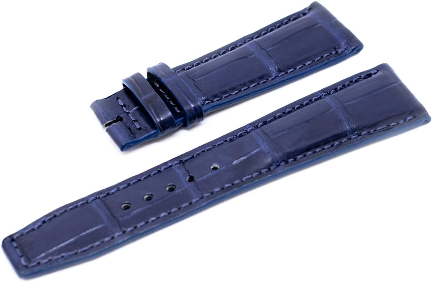 22mm Navy Blue Crocodile Handmade Straps For IWC Pilot Watches