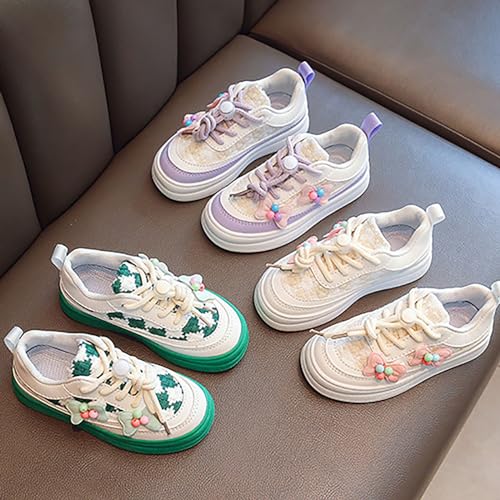 Kid Shoes Wide Girls Sneakers Bow Flower Decoration Soft Bottom Board Shoes with Lace Bunny Pompom Sneaker for Baby Girl2