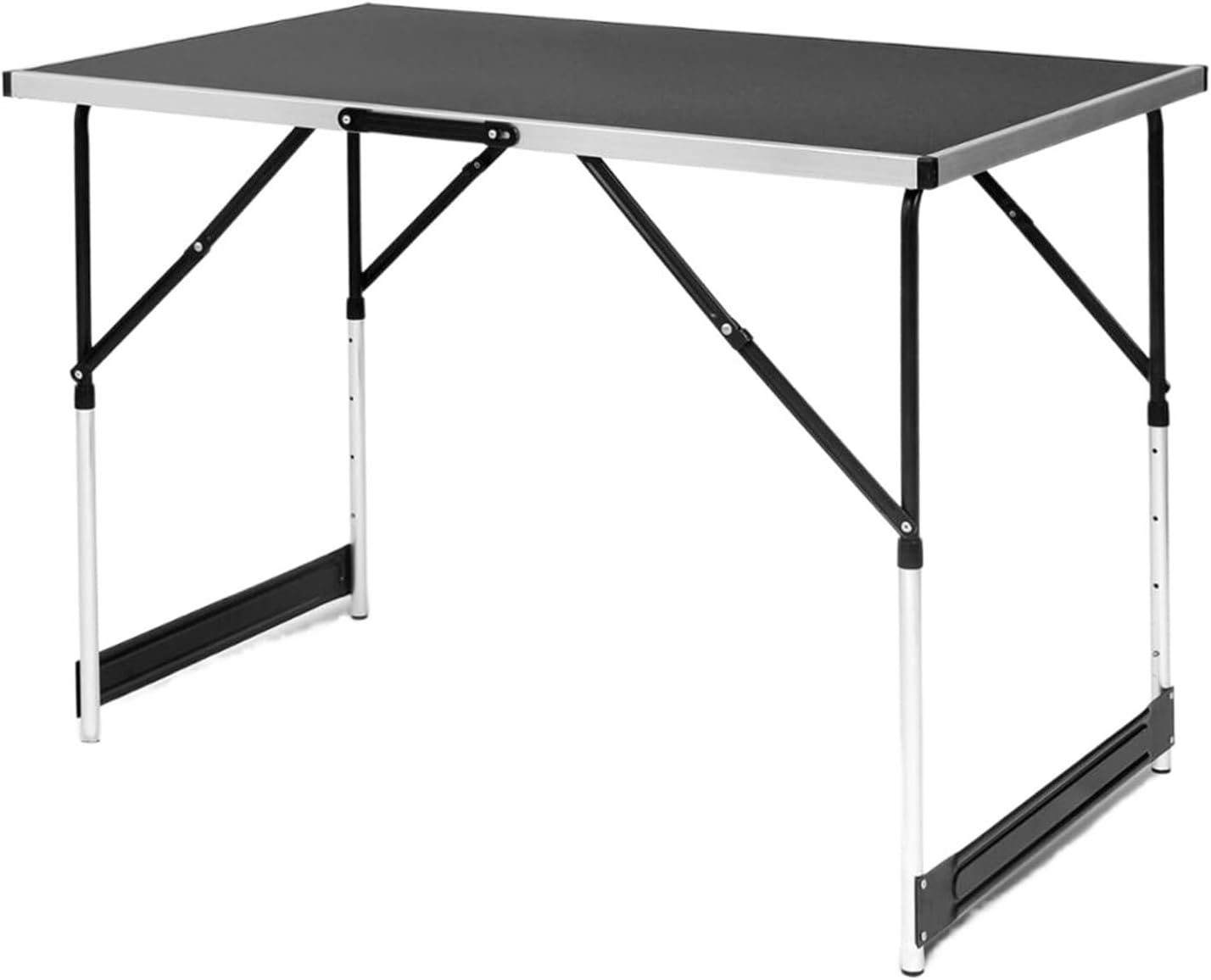 Folding Dining Table Outdoor Dinner Desk Garden Work Balcony Table for Family Party Picnic BBQ Aluminum Steel Folding Camping Table Foldable (Color : Black)