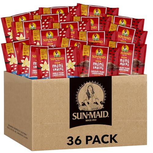 Image of Sun-Maid Vanilla & Chocolate Yogurt Coated Raisins Variety Pack - (36 Pack) 0.5 oz Mini Snack-Size Bag - Yogurt Covered Dried Fruit Snacks (Amazon Exclusive)