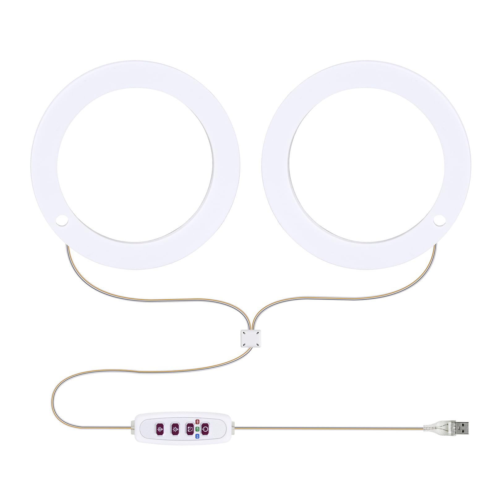 Saluaqui #1-2 Full Spectrum Led Grow Lights For Indoor Plants With 20 Leds And Adjustable Height - Usb Angel Ring Lamp With 8H/12H/16H Timer And 5 Dimmable Levels For Succulents (2 Pack)