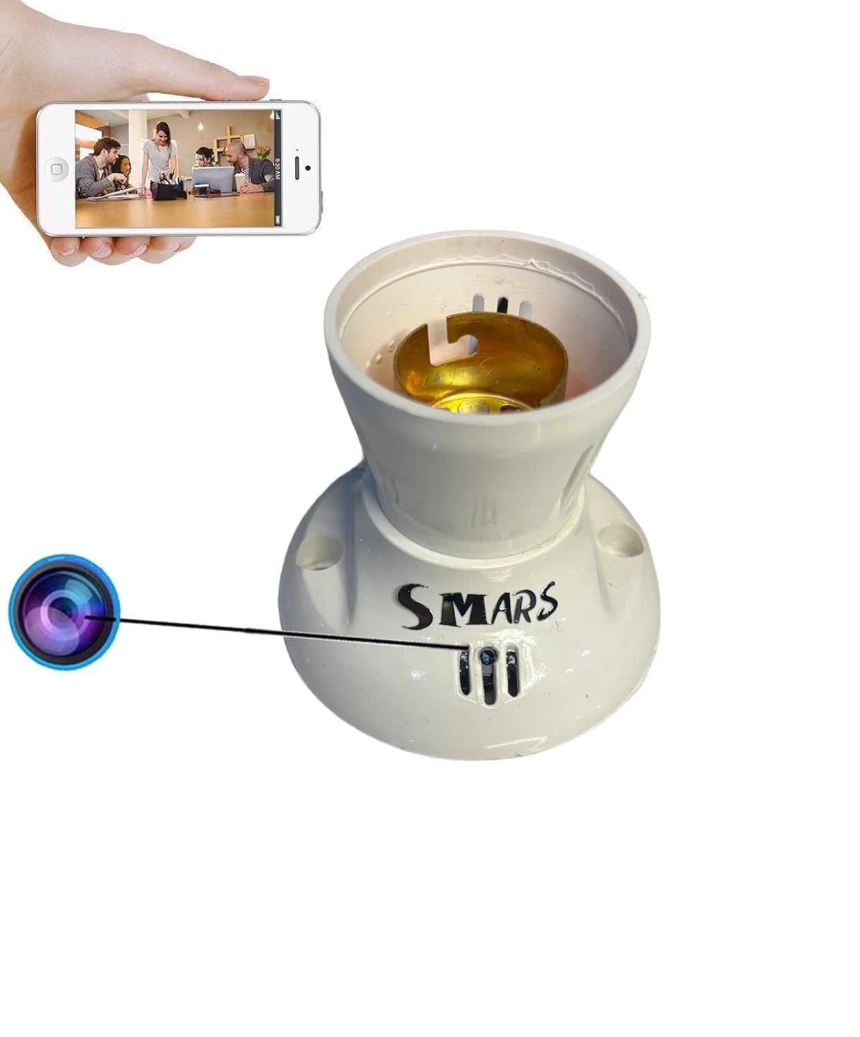 smars HD WiFi 1080P HD Bulb Holder Camera Mini Security Nanny Cam with Live Audio & Video Recording-image-11