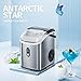 Nugget Countertop Ice Maker with Soft Chewable Ice, 34Lbs/24H, Pebble Portable Ice Machine with Ice Scoop, Self-Cleaning, One-Click Operation, for Kitchen,Office Stainless Steel Silver