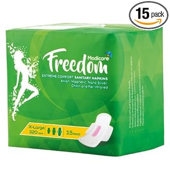 KRUM Modicare Freedom Comfort Sanitary Napkin X-Large 320 mm (15 Pads)